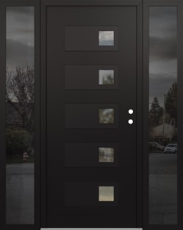Diamond D2 64" x 80" black/black clear Glass Panel black LHI with 2 Sidelites mirrored Glass