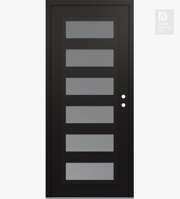 Modern Steel Front Door Diamond C9 36" x 80" black/white frosted Glass Panel black LHI