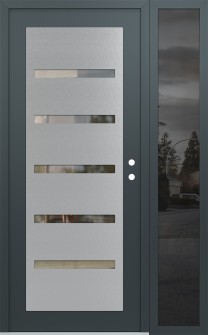 Diamond C7 48" x 80" anthracite/anthracite clear Glass Panel stainless steel LHI with Sidelite mirrored Glass