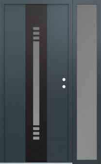 DIAMOND A5 52" X 80" ANTHRACITE/ANTHRACITE FROSTED GLASS PANEL BLACK LHI WITH SIDELITE FROSTED GLASS