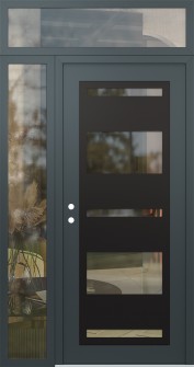 Diamond C10 52" x 96" anthracite/anthracite clear Glass Panel black RHI with Sidelite and Transom clear Glass