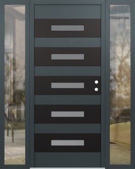 Diamond D9 68" x 80" anthracite/anthracite Frosted Glass Panel black LHI with 2 Sidelites clear Glass