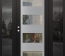 Modern Steel Front Door Diamond C2 60" x 80" black/black clear Glass Panel stainless steel RHI with 2 Sidelites mirrored Glass