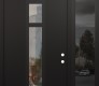 Modern Steel Front Door DIAMOND A9 48" X 96" BLACK/BLACK CLEAR GLASS PANEL BLACK LHI WITH SIDELITE AND TRANSOM MIRRORED GLASS
