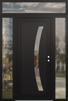 Diamond C4 60" x 96" black/black clear Glass Panel black LHI with 2 Sidelites and Transom clear Glass