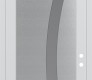 Modern Steel Front Door Diamond C4 36" x 96" white/white frosted Glass Panel stainless steel LHI with Transom clear Glass