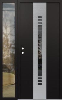 DIAMOND A5 50" X 80" BLACK/BLACK MIRRORED GLASS PANEL STAINLESS STEEL RHI WITH SIDELITE CLEAR GLASS