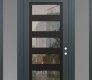 Modern Steel Front Door Diamond C9 68" x 96" anthracite/anthracite clear Glass Panel black LHI with 2 Sidelites and Transom frosted Glass