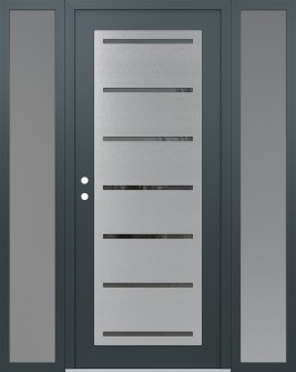 Diamond C11 64" x 80" anthracite/anthracite mirrored Glass Panel stainless steel RHI with 2 Sidelites frosted Glass