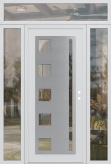 Diamond C3 68" x 96" white/white clear Glass Panel stainless steel LHI with 2 Sidelites and Transom clear Glass