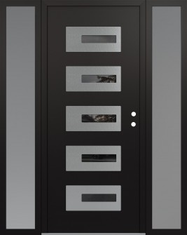 Diamond D6 60" x 80" black/black mirrored Glass Panel stainless steel LHI with 2 Sidelites frosted Glass
