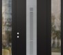 Modern Steel Front Door DIAMOND A3 68" X 96" BLACK/WHITE FROSTED GLASS PANEL STAINLESS STEEL RHI WITH 2 SIDELITES AND TRANSOM CLEAR GLASS