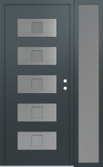 Diamond D8 52" x 80" anthracite/anthracite frosted Glass Panel stainless steel LHI with Sidelite frosted Glass