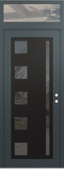 Diamond C3 36" x 96" anthracite/anthracite mirrored Glass Panel black LHI with Transom clear Glass