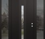 DIAMOND A2 60" X 96" BLACK/BLACK CLEAR GLASS PANEL BLACK RHI WITH 2 SIDELITES AND TRANSOM MIRRORED GLASS