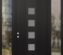 Modern Steel Front Door DIAMOND A13 60" X 96" BLACK/WHITE FROSTED GLASS PANEL BLACK RHI WITH 2 SIDELITES AND TRANSOM CLEAR GLASS