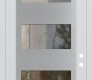 Modern Steel Front Door Diamond C2 36" x 96" white/white clear Glass Panel stainless steel LHI with Transom mirrored Glass