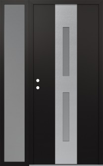 DIAMOND A6 52" X 80" BLACK/WHITE FROSTED GLASS PANEL STAINLESS STEEL RHI WITH SIDELITE FROSTED GLASS