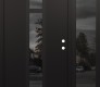 Modern Steel Front Door DIAMOND A9 50" X 80" BLACK/BLACK MIRRORED GLASS PANEL BLACK LHI WITH SIDELITE MIRRORED GLASS