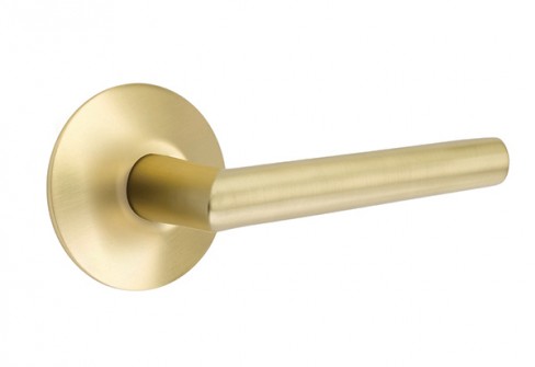 EMTEK STUTTGART LEVER WITH MODERN ROSETTE PRIVACY LH SATIN BRASS (US4) 5207