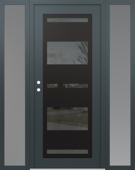Diamond C10 64" x 80" anthracite/anthracite mirrored Glass Panel black RHI with 2 Sidelites frosted Glass