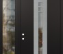 Modern Steel Front Door DIAMOND A4 52" X 96" BLACK/BLACK CLEAR GLASS PANEL STAINLESS STEEL RHI WITH SIDELITE AND TRANSOM CLEAR GLASS