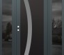 Modern Steel Front Door Diamond C4 68" x 80" anthracite/anthracite frosted Glass Panel black RHI with 2 Sidelites mirrored Glass
