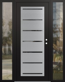 Diamond C11 60" x 80" black/black mirrored Glass Panel stainless steel LHI with 2 Sidelites clear Glass