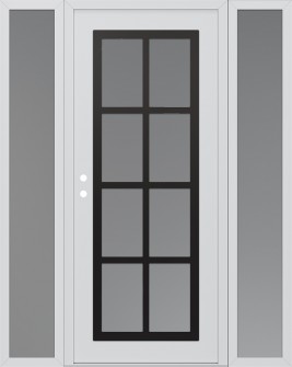 Diamond C16 68" x 80" white/white frosted Glass Panel black RHI with 2 Sidelites frosted Glass