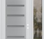 Modern Steel Front Door Diamond C7 50" x 96" white/white frosted Glass Panel stainless steel LHI with Sidelite and Transom clear Glass