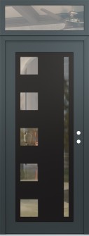 Diamond C3 36" x 96" anthracite/anthracite clear Glass Panel black LHI with Transom clear Glass