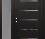 Modern Steel Front Door Diamond C11 52" x 80" black/black clear Glass Panel black RHI with Sidelite frosted Glass