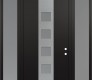 Modern Steel Front Door DIAMOND A13 60" X 96" BLACK/WHITE FROSTED GLASS PANEL STAINLESS STEEL LHI WITH 2 SIDELITES AND TRANSOM FROSTED GLASS