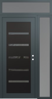 Diamond C7 52" x 96" anthracite/anthracite mirrored Glass Panel black LHI with Sidelite and Transom frosted Glass