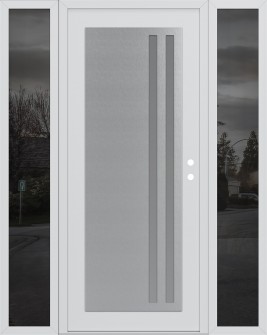 Diamond C6 64" x 80" white/white frosted Glass Panel stainless steel LHI with 2 Sidelites mirrored Glass