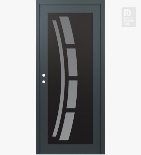 Modern Steel Front Door Diamond C12 36" x 80" anthracite/anthracite frosted Glass Panel black RHI