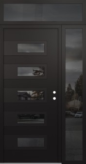 Diamond D3 48" x 96" black/black mirrored Glass Panel black LHI with Sidelite and Transom mirrored Glass