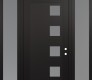 Modern Steel Front Door Diamond C5 64" x 96" black/white frosted Glass Panel black LHI with 2 Sidelites and Transom frosted Glass