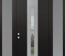 DIAMOND A5 60" X 96" BLACK/BLACK CLEAR GLASS PANEL STAINLESS STEEL LHI WITH 2 SIDELITES AND TRANSOM FROSTED GLASS
