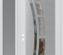 Modern Steel Front Door Diamond C12 50" x 96" white/white clear Glass Panel stainless steel RHI with Sidelite and Transom frosted Glass
