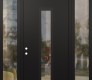 Modern Steel Front Door DIAMOND A11 60" X 96" BLACK/BLACK CLEAR GLASS PANEL BLACK RHI WITH 2 SIDELITES AND TRANSOM CLEAR GLASS