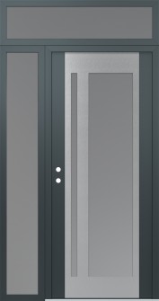 Diamond C15 50" x 96" anthracite/anthracite frosted Glass Panel stainless steel RHI with Sidelite and Transom frosted Glass