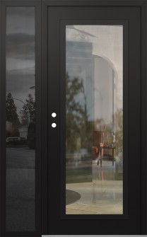 Diamond C1 48" x 80" black/black clear Glass Panel black RHI with Sidelite mirrored Glass