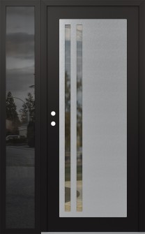 Diamond C6 52" x 80" black/black clear Glass Panel stainless steel RHI with Sidelite mirrored Glass
