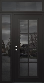 Diamond C16 48" x 96" black/black mirrored Glass Panel black RHI with Sidelite and Transom mirrored Glass