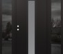 Modern Steel Front Door DIAMOND A11 60" X 80" BLACK/WHITE FROSTED GLASS PANEL BLACK RHI WITH 2 SIDELITES MIRRORED GLASS