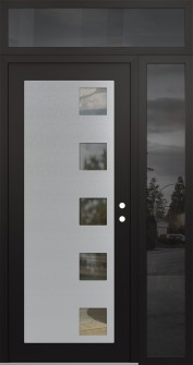 Diamond C5 52" x 96" black/black clear Glass Panel stainless steel LHI with Sidelite and Transom mirrored Glass