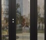 Modern Steel Front Door Diamond C1 64" x 80" black/black clear Glass Panel black RHI with 2 Sidelites clear Glass