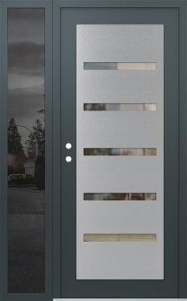 Diamond C7 48" x 80" anthracite/anthracite clear Glass Panel stainless steel RHI with Sidelite mirrored Glass