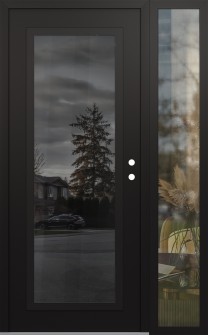 Diamond C1 50" x 80" black/black mirrored Glass Panel black LHI with Sidelite clear Glass